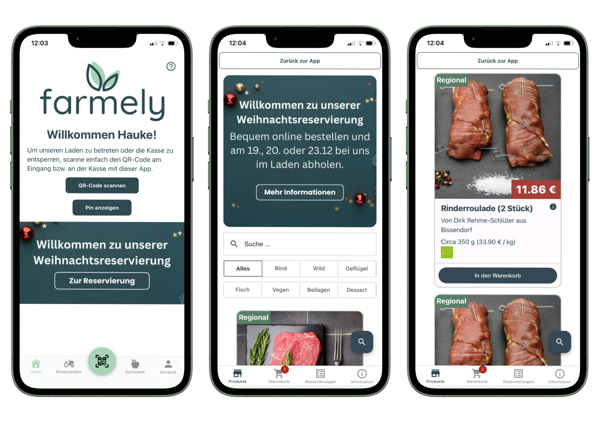 Screenshots aus der App